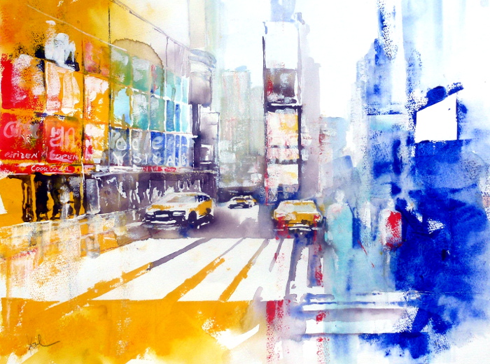 time square aquarell